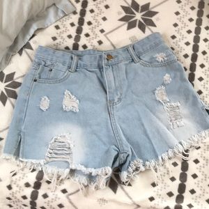 light blue shorts